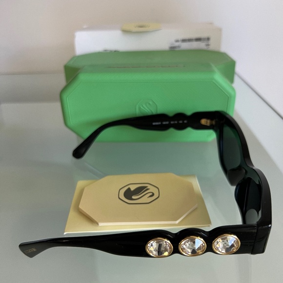 SWAROVSKI SK6021 Crystal Embellished Black Cat Eye Sunglasses